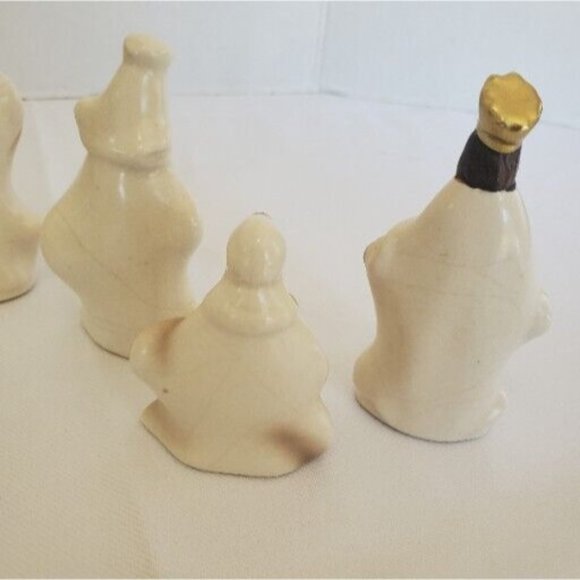 Vintage Porcelain Ten Piece Small Nativity Set White Gold Accents - Picture 8 of 16